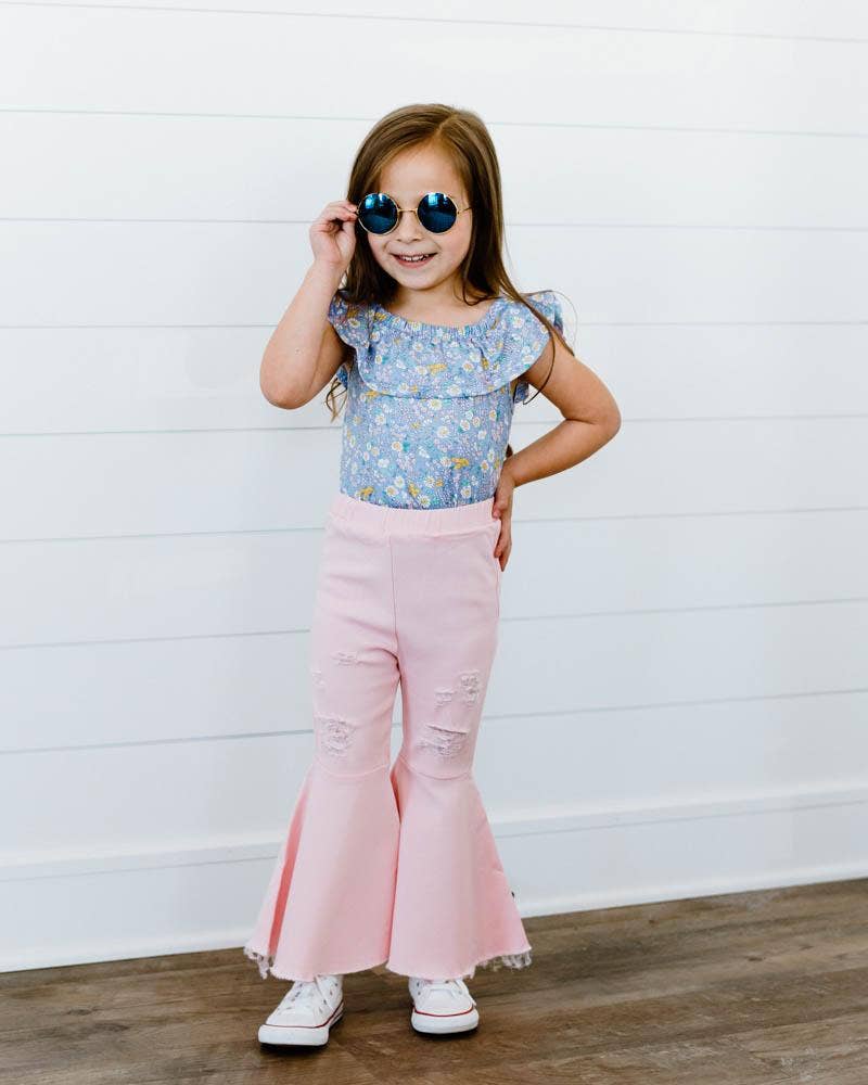Barbie Denim Bell Bottoms | Distressed Pink