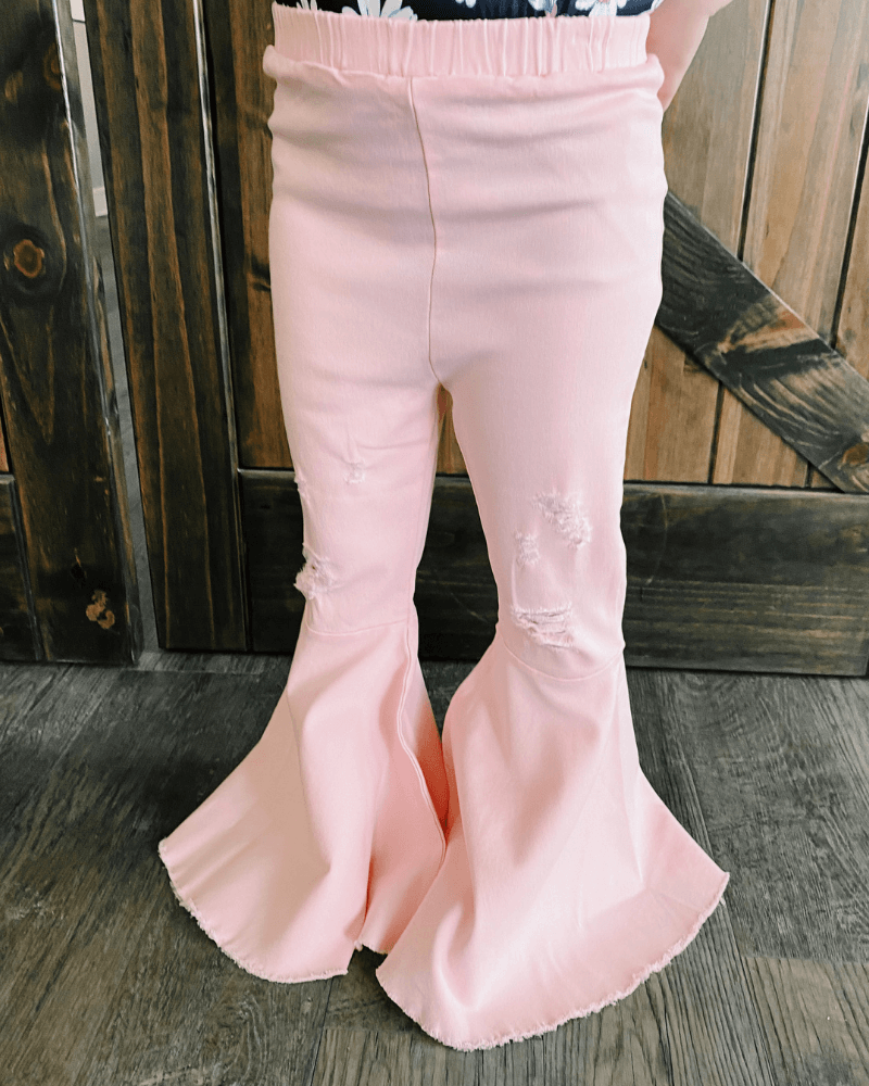 Barbie Denim Bell Bottoms | Distressed Pink