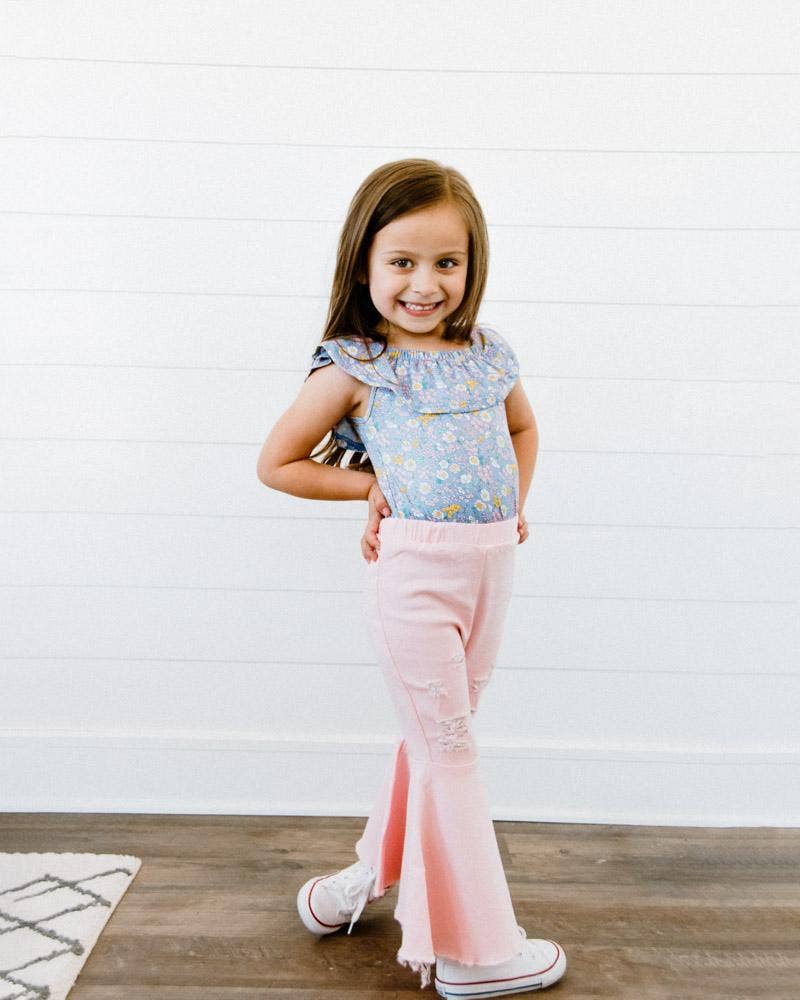 Barbie Denim Bell Bottoms | Distressed Pink