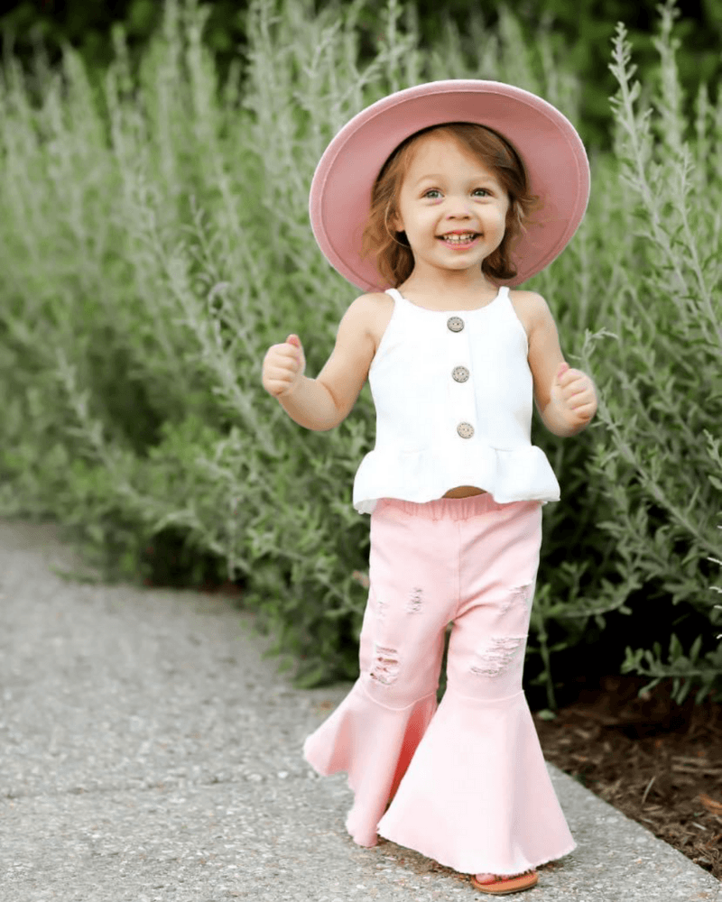 Barbie Denim Bell Bottoms | Distressed Pink