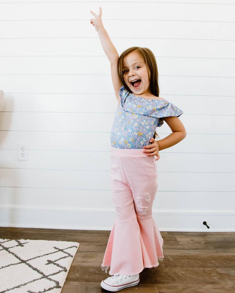 Barbie Denim Bell Bottoms | Distressed Pink