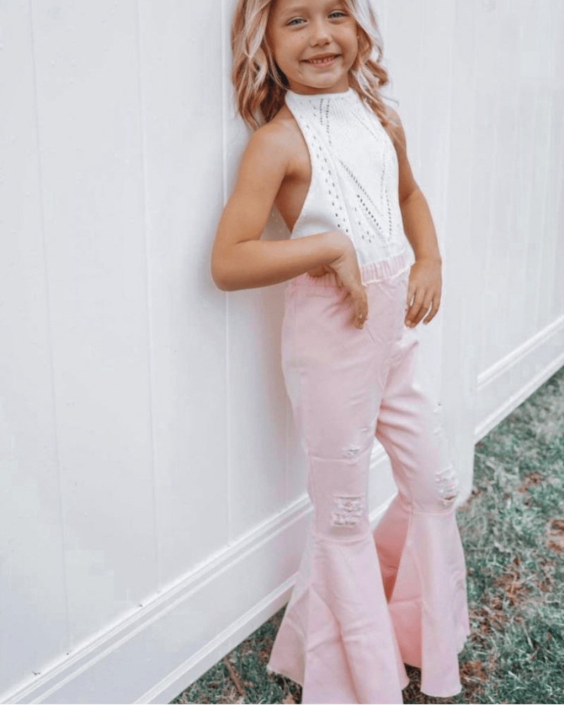 Barbie Denim Bell Bottoms | Distressed Pink