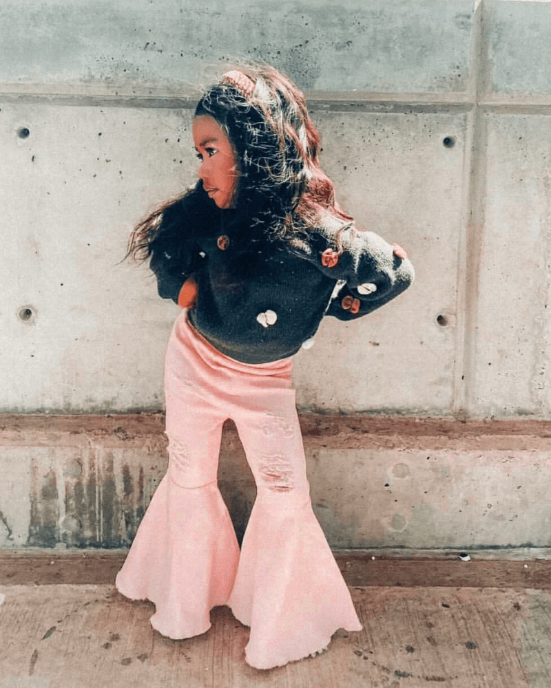 Barbie Denim Bell Bottoms | Distressed Pink