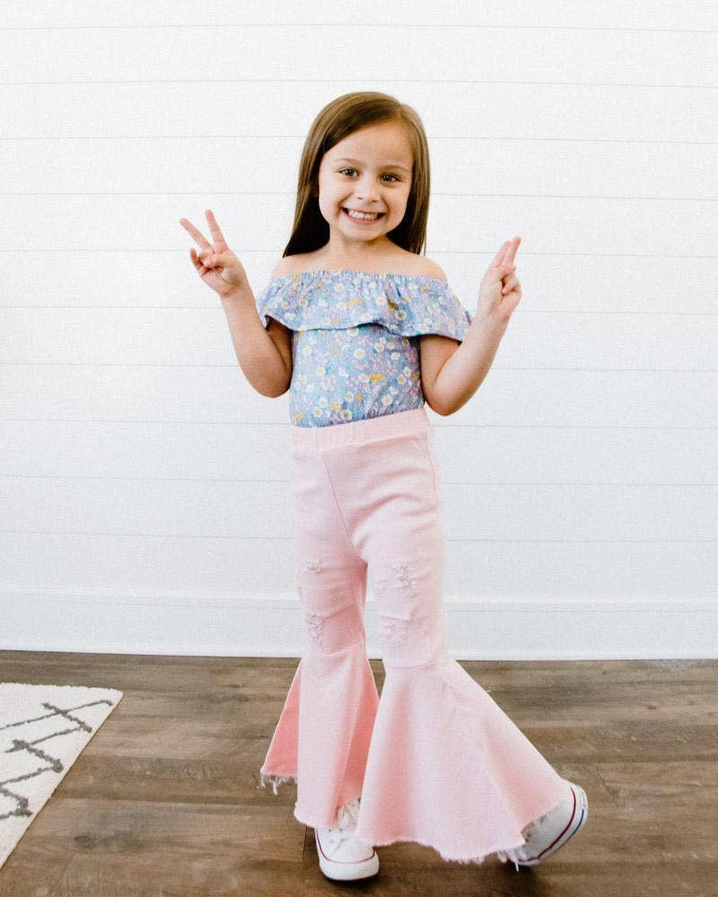 Barbie Denim Bell Bottoms | Distressed Pink