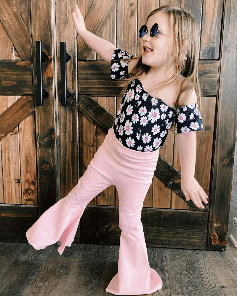 Barbie Denim Bell Bottoms | Distressed Pink