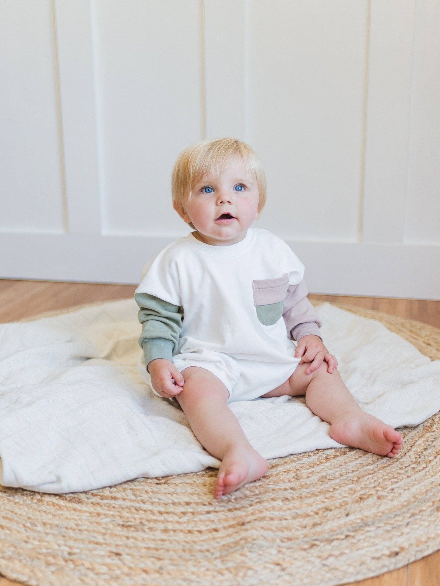 Oversized Sweatshirt Romper | Sage/Mauve